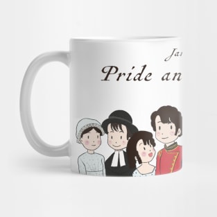 Cute Pride and Prejudice Couples Illustration Mug